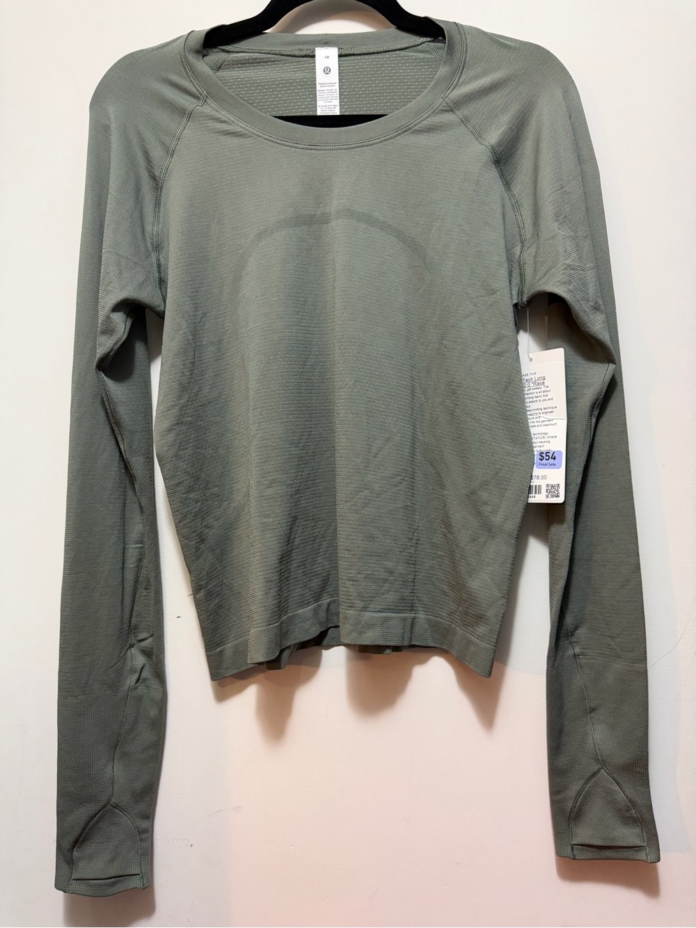 NWT Lululemon Swiftly Tech LS 2.0 Race Willow Size 10